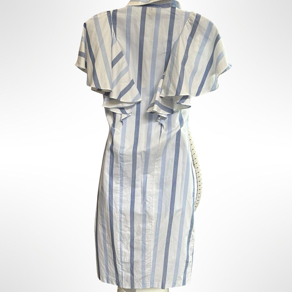 100% Cotton Closet London Blue and White Striped Midi Dress - Picture 3 of 8